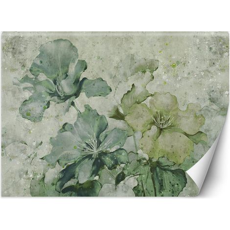 Fototapete Grüne Blumen aquarelliert 100x70 cm (1/5)