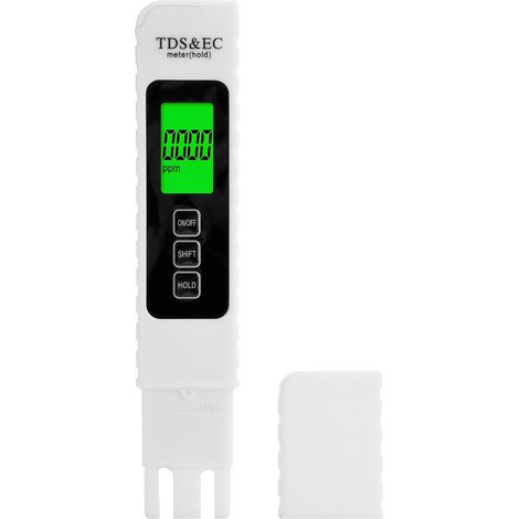 Testeur de L'Eau, 3 en 1 TDS/EC/TEMP Haute Précision, Écran LCD Rétroéclairé, Design Antidérapant pour Eau Potable, Piscine, Aquarium, Bassin (1/5)