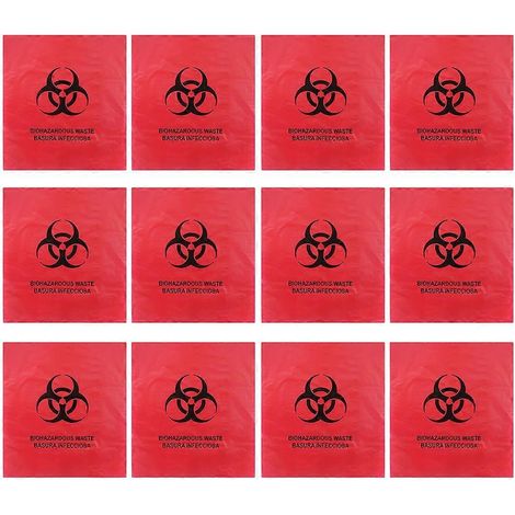 Lot de 50 sacs poubelle avec symbole de danger pour déchets dangereux et produits chimiques. (1/5)