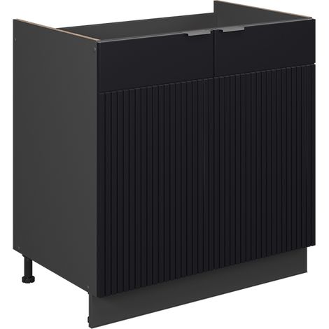 Spülenunterschrank Fame-Line, Schwarz gestreift, 80 cm ohne Arbeitsplatte, Vicco