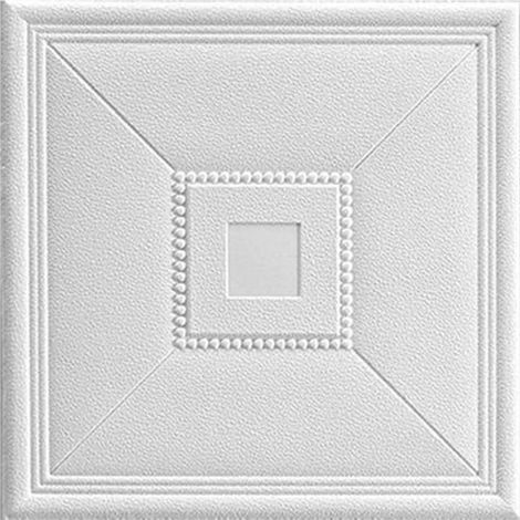 Papier peint pour plafond en mousse autocollant résistant à l'eau et l'humidité décoration intérieure 12pcs 3D 35x35cm QT1-3 (1/5)