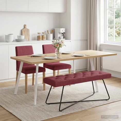 Panchina con bottoni imbottiti Rosso Vino 110 x 40 x 46 cm vidaXL