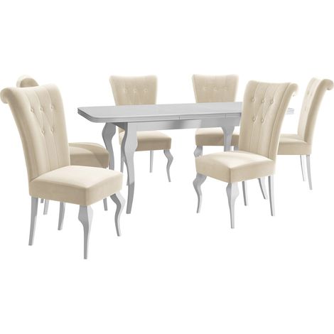 Conjunto de mesas y sillas para comedor Comfivo 405, Magic Velvet 2250, 76x80x140cm, Diámetro: 0, Número de asientos: 6, Estilo: Clásico (1/5)