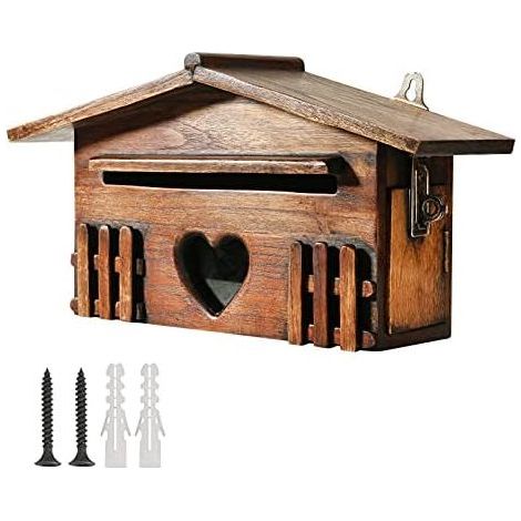 Wooden Mailbox Suggestion Box, Secure Wall Mounted with Decorative Buckle, for Outdoor and Garden (1/5)