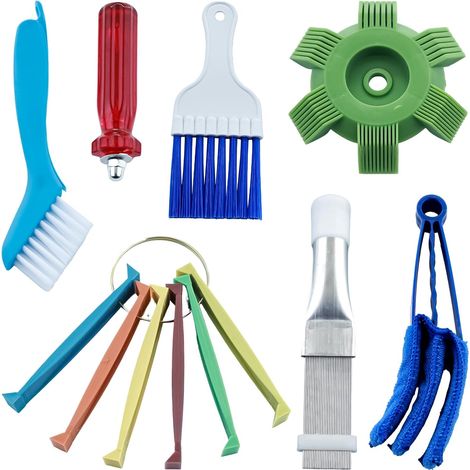 Brosse de nettoyage pour bobine de climatiseur, peigne pour bobine, kit de nettoyage, 5 peignes d'ailettes différents, outil de réparation et de nettoyage (1/5)