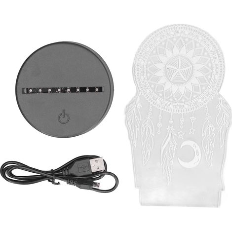 Attrape-rêves 3D lumineux acrylique coloré tactile décoration maison lampe artisanale pour enfants (1/5)