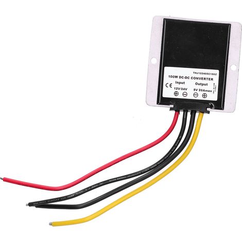 Convertisseur abaisseur CC 12V/24V vers 5V avec dissipation de chaleur, régulateur de tension CC pour systèmes de surveillance automobile (20A (THJ122405C100Z))