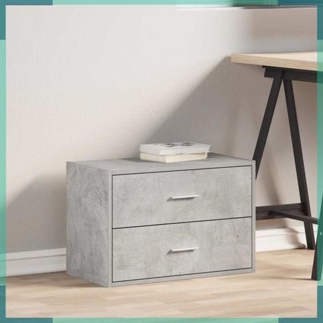 858827 Armoire avec 2 tiroirs gris béton 60x31x40 cm bois d'ingénierie (1/5)