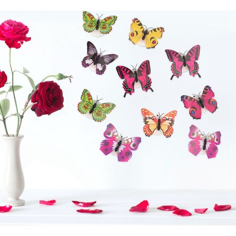 Lot de 10 autocollants muraux lumineux papillons phosphorescents à faire soi-même pour chambre d'enfant (1/5)