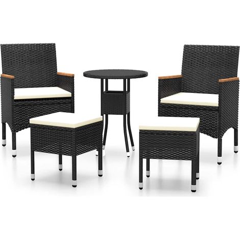 Maison Exclusive - 5-tlg. Garten-Lounge-Set Poly Rattan Schwarz (1/5)