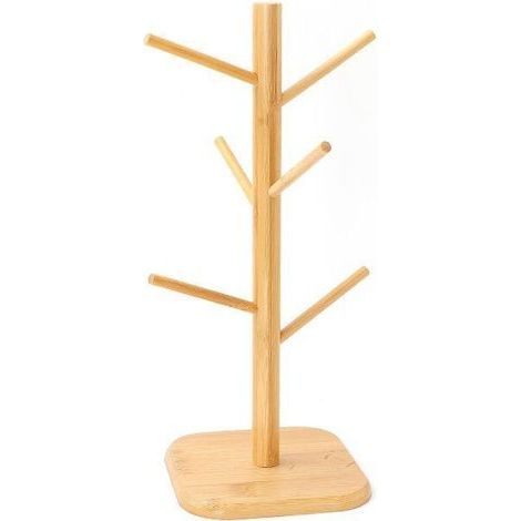 Porte-Tasses Arbre, Arbre à Mugs avec 6 Crochets de Rangement,Support de Tasse en Bois Amovible pour Organisateur de Tasses de Cuisine, Séchage de Tasse à Café(1Pcs,Couleur du grain du bois) (1/4)