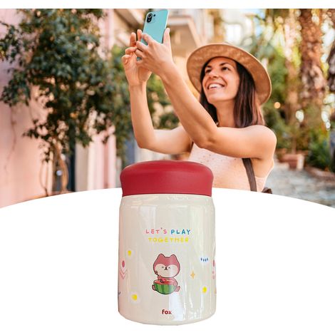 Bouteille isotherme en acier inoxydable 320ml avec couvercle, design renard pour extérieur portable (1/5)