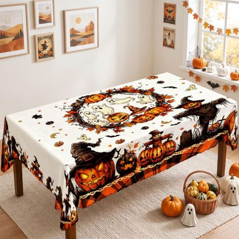 Halloween Tischdecke wiederverwendbares Polyester Tischtuch für Partys – ideal als Geschenk für Halloween-Fans (1/5)
