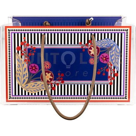 SHOPPER GRANDE CHARLOTTE IN CRISTALLO ACRILICO TRASPARENTE E CON DECORO DEVA