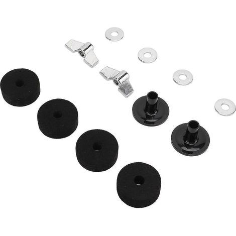 12 accessoires de rechange pour cymbales : manchons en feutre de 4 cm pour coupelle d’embrayage de charleston, écrous à oreilles et rondelles (noir). (1/5)