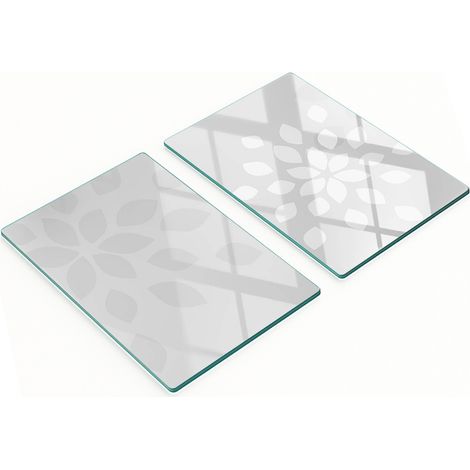 Dekorative Glas-Schneide- und Servierbretter mit Blumenmuster, 2 x 40 x 52 cm (1/5)