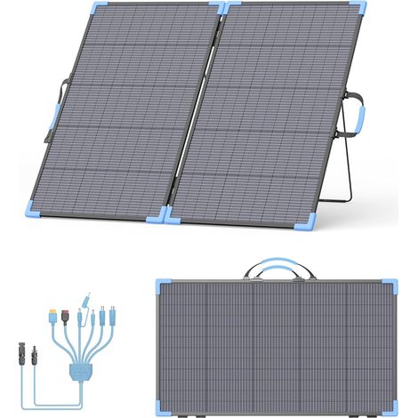 Panneau solaire double face pliable, 220 W, 23,5% d'efficacité, ensemble complet avec support, étanche pour Powerstation, camping, camping-car, jardin et blackout (1/5)