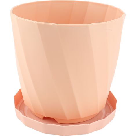 Pots de Fleur Créatifs et Simples en Plastique Résine PP - Forme Ronde, Grand Taille, avec Plateau - Couleur Rose Cerisier-KZQ (1/3)