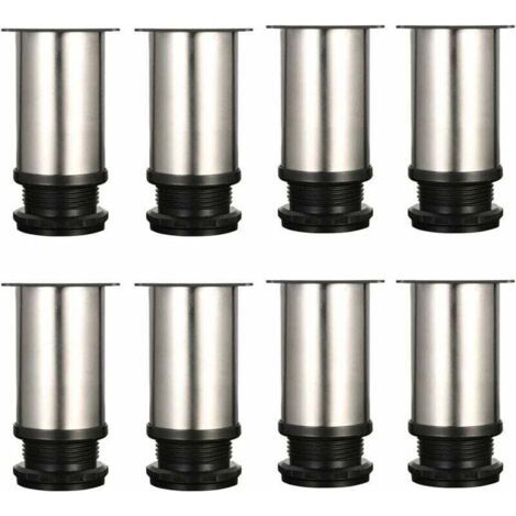Basetbl – Lot de 8 pieds de meubles réglables – Chrome métal – Hauteur ajustable 80-95mm – Vis de fixation incluses – Pour meubles divers (1/4)