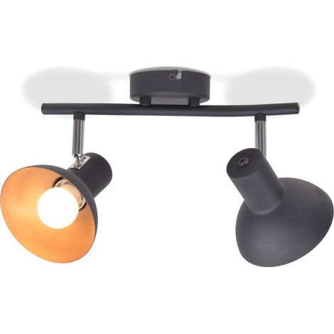 Ceiling Lamp for 2 Bulbs E27 Black and Gold vidaXL