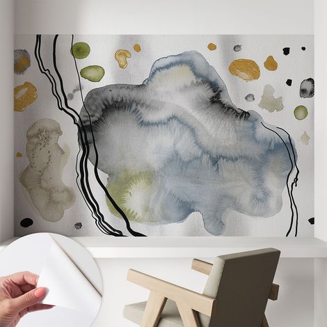Papier peint adhésif autocollant pour salon chambre à coucher peint imprimé pour mur Aquarelle abstraite 104x70 cm (1/5)