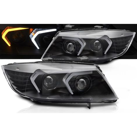 Paire Feux Phares BMW serie 3 E90/E91 de 2005 a 2008 Full LED Noir-41675085 (1/4)
