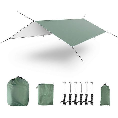 Bâche de protection contre la pluie pour hamac 300 cm x 300 cm, portable, légère, imperméable, coupe-vent et résistante à la neige, abri de camping et parasol pour les activités de plein air. (1/5)