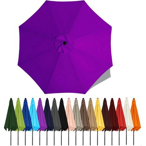 Auvent De Remplacement Pour Parasol De Terrasse, Toile De Parasol Pour Cour Jardin Plage, Protection UV Housse De Rechange(Purple,2.5m - 6Ribs)