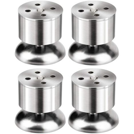 Lot de 4 Pieds - 6cm de Meuble Réglable Pieds de Table en Acier Inoxydable avec Tapis en Caoutchouc et Vis (1/5)