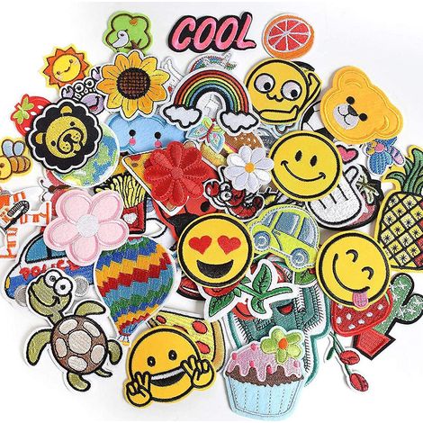 80pcs Autocollants De Broderie Combinaison Alatoire Avec Des Motifs Mignons, Adapts Aux Vestes, Chapeaux, Sacs Dos, Jeans, Accessoires De Bricol (1/4)