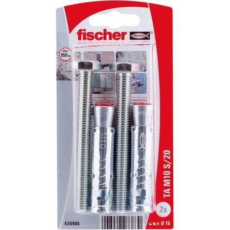 Fischer – Cheville lourde pour béton non fissuré – Longueur 10mm – Lot de 2 – Fixations faciles pour supports pleins