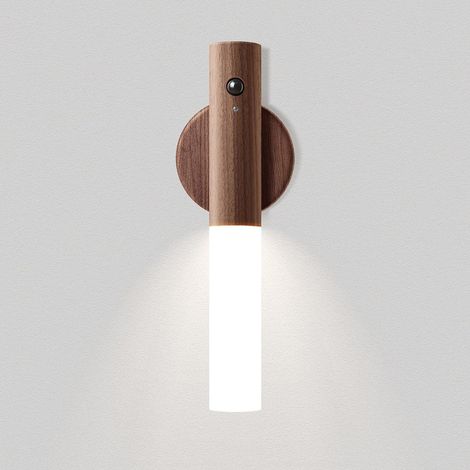 Galozzoit – Wiederaufladbare LED-Wandleuchte aus Holz für den Innenbereich – Infrarotsensor – Warmes Licht 2700K – Einfache magnetische Montage – Für Treppenhäuser und Flure (1/5)