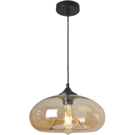 Suspension verre fumé 40 W ø 28 x H 15 cm Ambré (1/5)