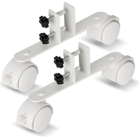 Randaco Standfüße mit Rollen für Infrarotheizungen Geeignet für Heizgeräte mit einer Dicke von weniger als 3,5 cm, Metall, weiß,6x (1/5)