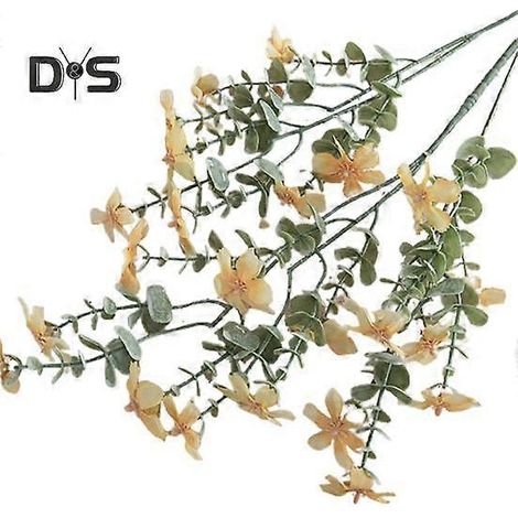 Fleur artificielle miniature en tissu de soie, facile d'entretien et créative, plante verte.jaune (1/5)