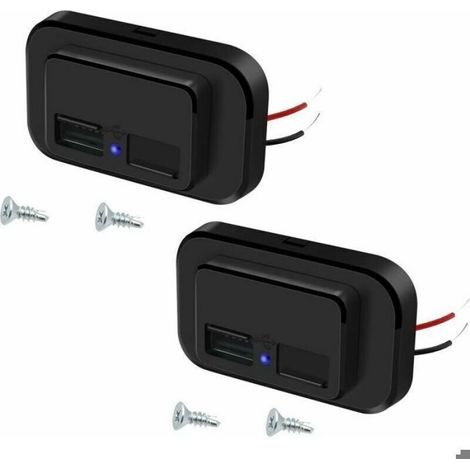 Prise Double Usb - 12 V 24 V - Pour Voiture Camion Bateau Camping-Car - Couvercle À Ressort - Lot De 2