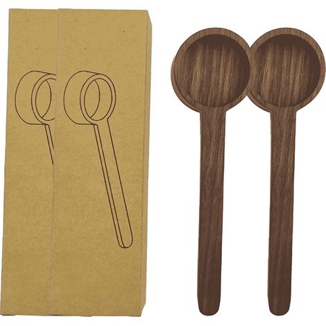 2 cuillères doseuses en bois pour café, 16,8 cm, noyer noir et hêtre, usage polyvalent en cuisine (1/5)