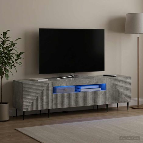 Irovami LED TV Stand Concrete Gray Engineered Wood (1/5)