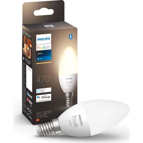 Philips Hue White, ampoule LED Connectée flamme E14, Compatible Bluetooth, fonctionne avec Alexa, Google Assistant et Apple Homekit (1/5)