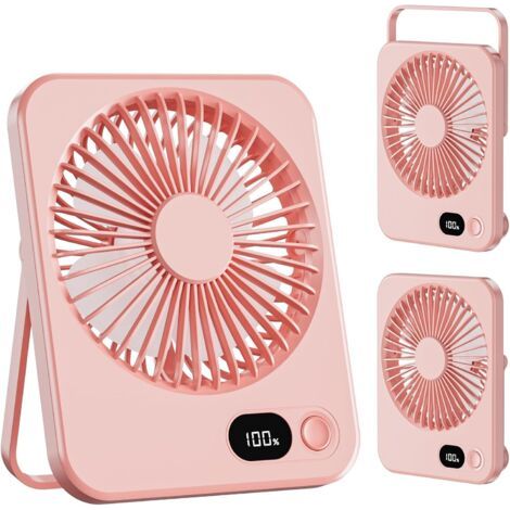 QORVA-5 Vitesses Ventilateur de Bureau, Mini Ventilateur Portable avec Batterie Rechargeable de 1200 mAh Silencieux  180° Inclinable Petit Ventilateur Maison/Bureau/Voyage/Extérieur rosa (1/5)