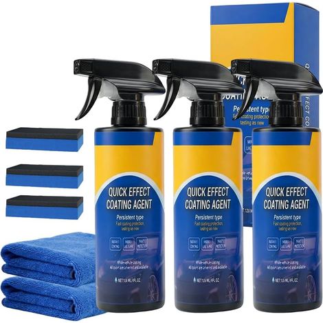 Lot de 3 Spray de Revêtement Auto Quick Effect – Protection et Brillance Instantanée de la Peinture, Lavage Sans Eau, Polish et Nettoyant Vitres, Action Rapide (1/5)