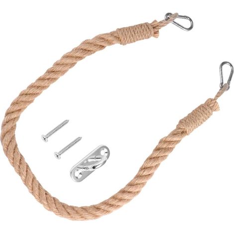 Porte-papier toilette rétro en corde, 45 cm, kaki, fixation murale sans outil (1/5)
