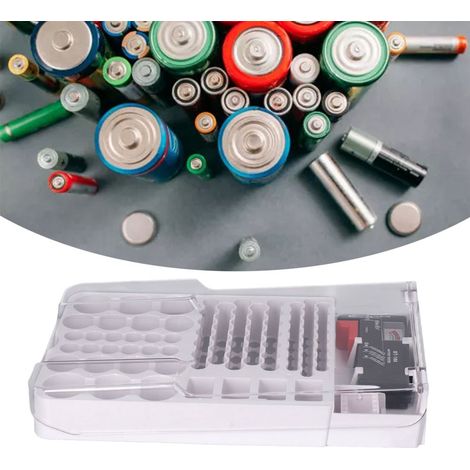 Weich gepolsterte Batterieaufbewahrungsbox mit Kapazitätstester (Batterieorganizer) – Großes Fassungsvermögen, transparenter Deckel, Kunststoff – Abmessungen: 31 cm x 17,4 cm x 6 cm (1/5)