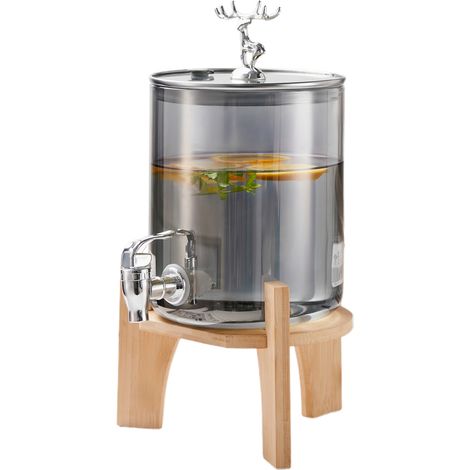 Carafe à eau avec robinet 3,6L Couvercle hermétique cerf Frêne bambou Compatible réfrigérateur Grande capacité Design élégant (1/5)