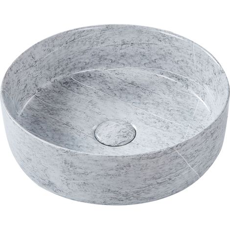 Aufsatzwaschbecken GUDAR ⌀ 37 cm Keramik Grauer Betoneffekt
