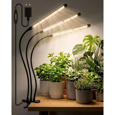 Full Spectrum LED Plant Light, Indoor Grow Light with Timer and Adjustable Height, Black (1/5)