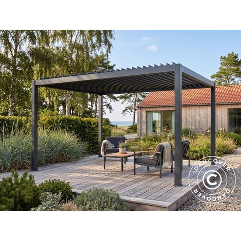 Pérgola cenador de jardín bioclimática San Pablo Alu+, 2x3m, Negro - Dancover