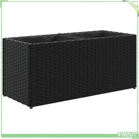Jardinière - FAFEICY - 366422 - Résine tressée - Cadre acier thermolaqué - Noir 72x30x32 cm (1/5)