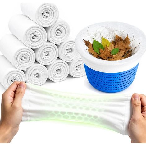 10 Chaussettes Skimmer pour Piscine, Filtre à Mailles en Nylon Élastique, Blanche, 13 x 22 cm, Protection pour Système de Filtration, Piège à Poils et Débris (1/5)
