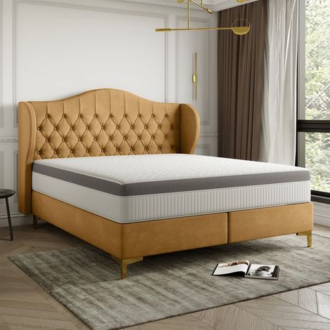 Polsterbett Doppelbett PELAGIO Stoff Whisper Amber 180x200cm inkl. Matratze (1/5)
